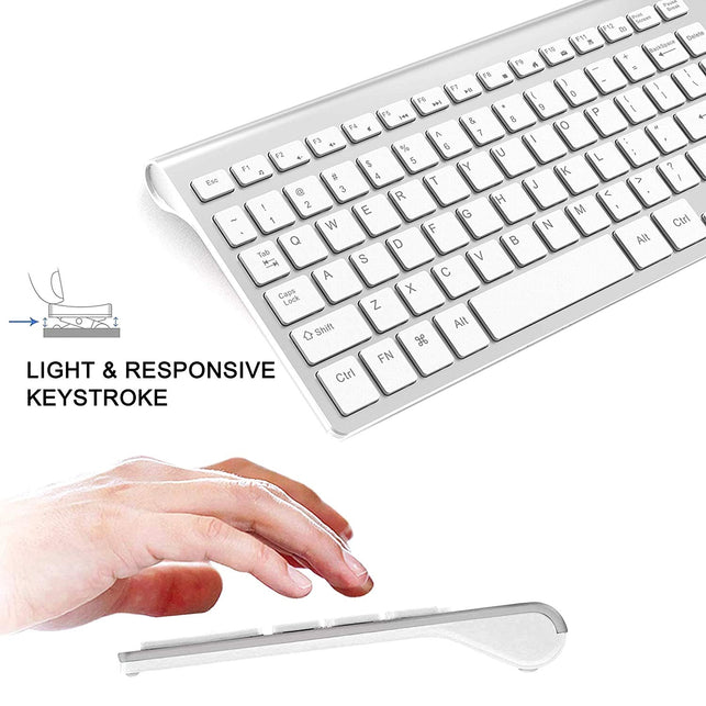 JOYACCESS Wireless Keyboard and Mouse Combo 2.4G Slim Wireless Keyboard Mouse-Portable, Full Size, Ergonomic, 2400 DPI,Extreme Power Saving,Sleek Desi