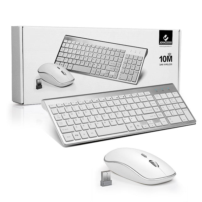JOYACCESS Wireless Keyboard and Mouse Combo 2.4G Slim Wireless Keyboard Mouse-Portable, Full Size, Ergonomic, 2400 DPI,Extreme Power Saving,Sleek Desi