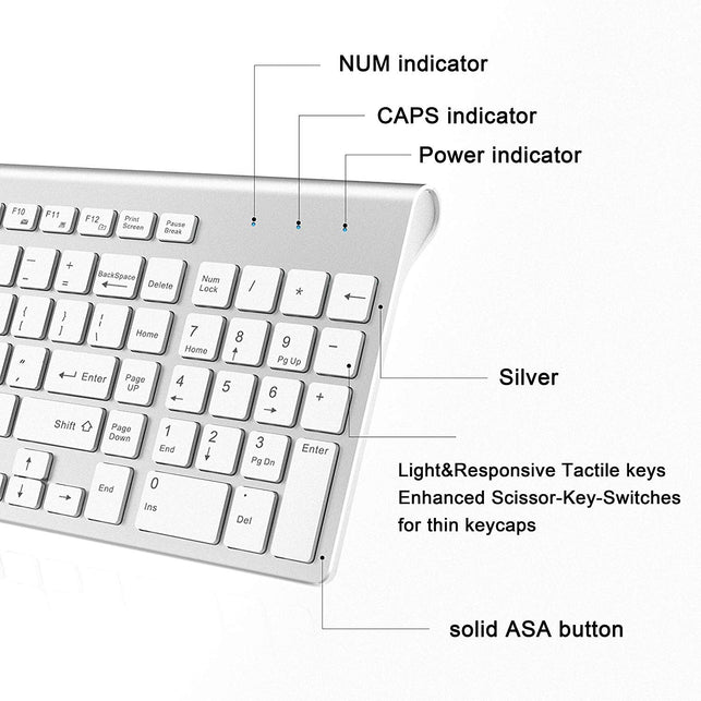 JOYACCESS Wireless Keyboard and Mouse Combo 2.4G Slim Wireless Keyboard Mouse-Portable, Full Size, Ergonomic, 2400 DPI,Extreme Power Saving,Sleek Desi
