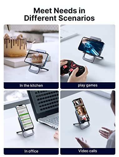 JSAUX Cell Phone Stand, Foldable Aluminum Adjustable Phone Holder for Desk Portable Travel Holder Office Desk Accessories Compatible for iPhone 14 13 12 11 Pro Max X Xr Samsung S22 S21 A53 Grey