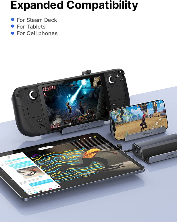 JSAUX Docking Station Compatible with Steam Deck, 5-In-1 Steam Deck Dock with HDMI 2.0 4K@60Hz, 100Mbps Ethernet, Dual USB-A 2.0 and Full Speed Charging USB-C Port for Valve Steam Deck-Hb0602