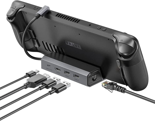 JSAUX Docking Station Compatible with Steam Deck, 5-In-1 Steam Deck Dock with HDMI 2.0 4K@60Hz, 100Mbps Ethernet, Dual USB-A 2.0 and Full Speed Charging USB-C Port for Valve Steam Deck-Hb0602