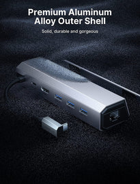 JSAUX Docking Station Compatible with Steam Deck, 6-In-1 Steam Deck Dock with HDMI 2.0 4K@60Hz, Gigabit Ethernet, 3 USB-A 3.0 and Full Speed Charging USB-C Port Compatible with Valve Steam Deck-Hb0603
