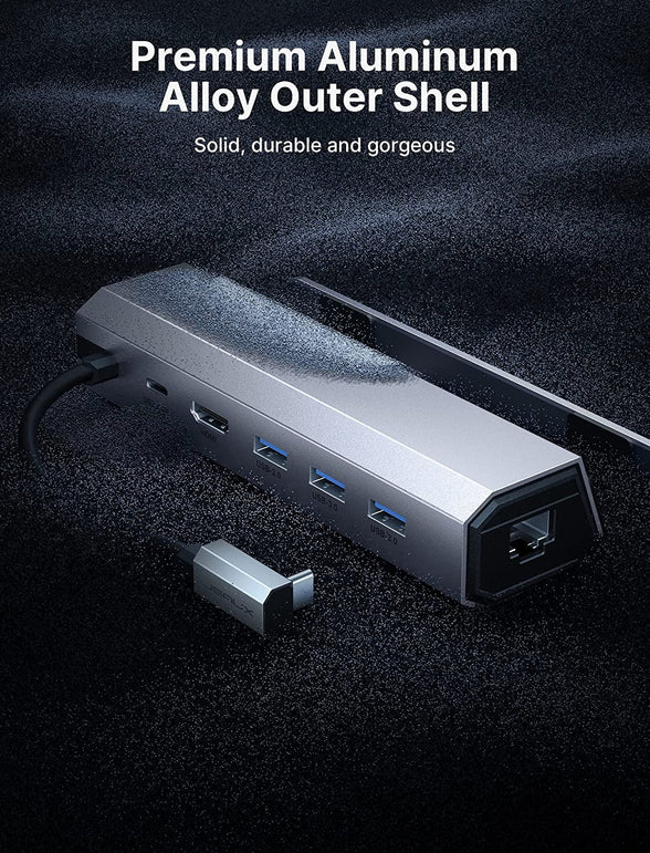 JSAUX Docking Station Compatible with Steam Deck, 6-In-1 Steam Deck Dock with HDMI 2.0 4K@60Hz, Gigabit Ethernet, 3 USB-A 3.0 and Full Speed Charging USB-C Port Compatible with Valve Steam Deck-Hb0603
