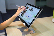 KABCON Quality Tablet Stand,Adjustable Foldable Eye-Level Aluminum Solid Up to 13.5-in Tablets Holder for Microsoft Surface Series Tablets,iPad Series,Samsung Galaxy Tabs,Amazon Kindle Fire,Etc.Silver
