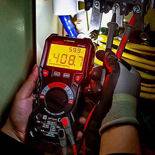 KAIWEETS Digital Multimeter TRMS 6000 Counts Ohmmeter Auto-Ranging Fast Accurately Measures Voltage Current Amp Resistance Diodes Continuity Duty-Cycl