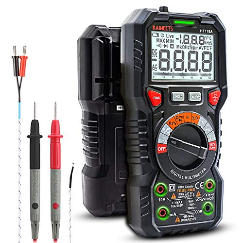 KAIWEETS Digital Multimeter TRMS 6000 Counts Ohmmeter Auto-Ranging Fast Accurately Measures Voltage Current Amp Resistance Diodes Continuity Duty-Cycl