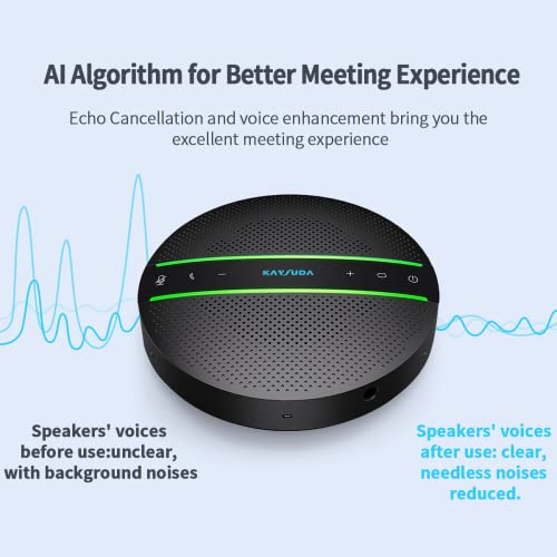 Kaysuda Bluetooth Conference Speakerphone Wireless Microphone and Speaker for Mobile Phone and Computer, USB Office Speakerphone for Skype, Zoom