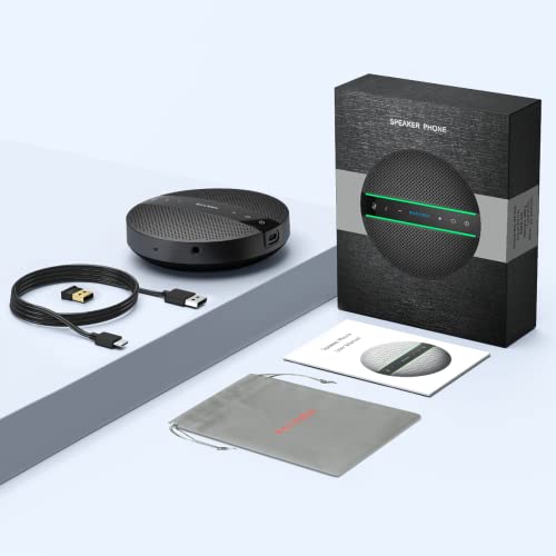 Kaysuda Bluetooth Conference Speakerphone Wireless Microphone and Speaker for Mobile Phone and Computer, USB Office Speakerphone for Skype, Zoom