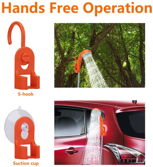 KEDSUM Portable Camping Shower, Camping Shower Pump with Detachable USB Rechargeable Batteries, Portable Outdoor Shower Head for Camping, Hiking, Trav