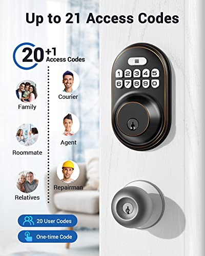 Keyless Entry Door Lock, Veise Electronic Keypad Deadbolt, Keyed Entry, Auto Lock, Anti-Peeking Password, Back Lit & Easy Installation Design, Oil Rubbed Bronze