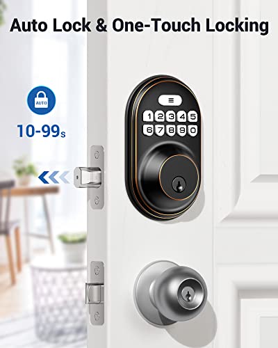 Keyless Entry Door Lock, Veise Electronic Keypad Deadbolt, Keyed Entry, Auto Lock, Anti-Peeking Password, Back Lit & Easy Installation Design, Oil Rubbed Bronze