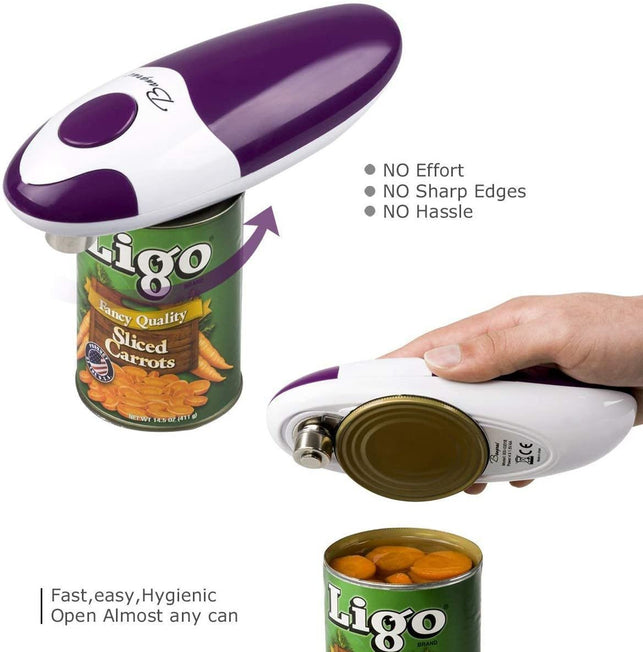 Kitchen Automatic Safety Cordless One Tin Touch Electric Can Opener&Bangrui Professional Electric Can Opener.One-Touch Switch .Smooth Can Edge.Being Friendly to Left-Hander and Arthritics!(Purple)