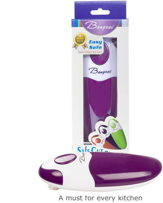 Kitchen Automatic Safety Cordless One Tin Touch Electric Can Opener&Bangrui Professional Electric Can Opener.One-Touch Switch .Smooth Can Edge.Being Friendly to Left-Hander and Arthritics!(Purple)