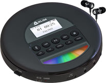 KLIM Nomad - New 2023 - Portable CD Player Walkman with Long-Lasting Battery - with Headphones - Radio FM - Compatible MP3 CD Player Portable - TF Card Radio FM AM Bluetooth - Ideal for Cars - Black