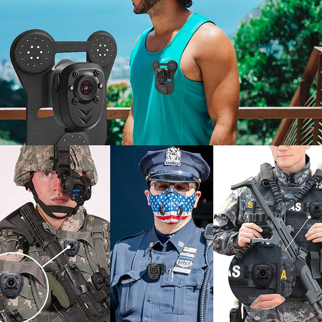 KSADBOSSBO Body Camera Built-In 32GB Memory Card 1080P Police Video Recorder Wearable Portable Security Cam Webcam with Night Vision Pocket Clip IR Dash Cam for Home/Outdoor/Law Enforcement/Cop Guard