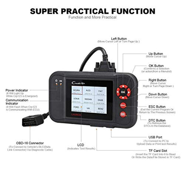 LAUNCH Creader VII+ OBD2 Scanner ABS SRS Transmission and Engine Code Reader Diagnostic Scan Tool