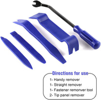 Livtee 5 Pcs Auto Trim Removal Tool Kit, No Scratch Plastic Pry Tool Kit - Interior Door Panel Clip Fastener Removal Set for Vehicle Dash Radio Audio Installer (Blue)