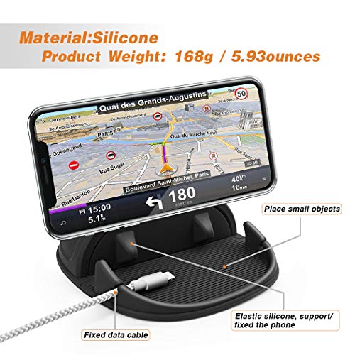 Loncaster Car Phone Holder, Car Phone Mount Silicone Car Pad Mat for Various Dashboards, Slip Free Desk Phone Stand Compatible with iPhone, Samsung, Android Smartphones, GPS Devices and More, Black