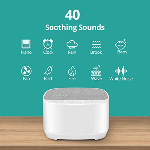 Magicteam Sleep Sound White Noise Machine with 40 Natural Soothing Sounds and Memory Function 32 Levels of Volume Powered by AC or USB and Sleep Timer