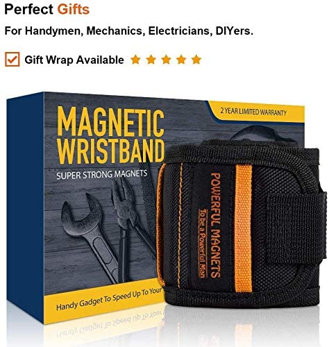 Magnetic Wristband Best DIY Dad Gifts- Gifts Tool for Men Magnetic Tool Wristband with Powerful Magnets, Father Carpenter Men Gadgets Gifts Magnetic W