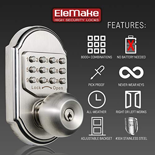 Megaflint Keyless Entry Door Lock Deadbolt Keypad Mechanical Stainless Steel (Pass Code or Key ) 100% Mechanical, No Electronic