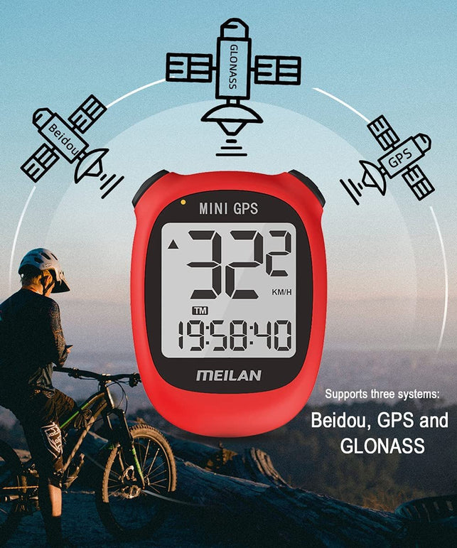 MEILAN M3 Mini GPS Bike Computer,Gps Speedometer, Wireless Cycling Computer Bike Odometer Bicycle Speedometer and Odometer Waterproof Bicycle Computer Waterproof and Backlight,For Road Bike MTB