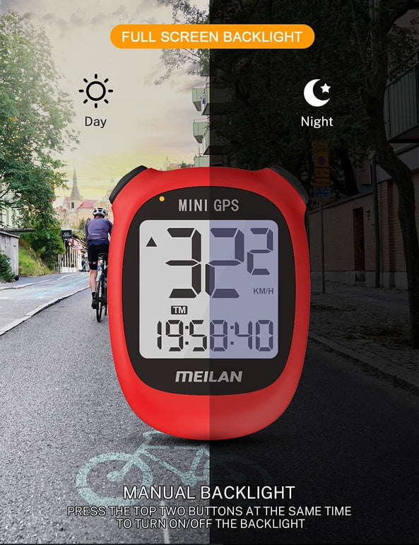 MEILAN M3 Mini GPS Bike Computer,Gps Speedometer, Wireless Cycling Computer Bike Odometer Bicycle Speedometer and Odometer Waterproof Bicycle Computer Waterproof and Backlight,For Road Bike MTB