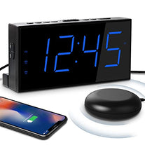 Meqool Loud Alarm Clock for Heavy Sleepers,Vibrating Alarm Clock for Hearing Impaired Deaf,Annoying Alarm Clock,USB Port,Dual Alarm with Snooze,7