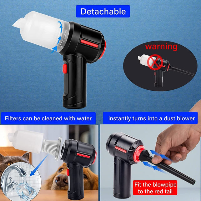 Meudeen Electric Air Duster for Keyboard Cleaning- Rechargeable Air Duster for Computer Cleaning- Compressed Air Duster- Mini Vacuum- Keyboard Cleaner 3-In-1