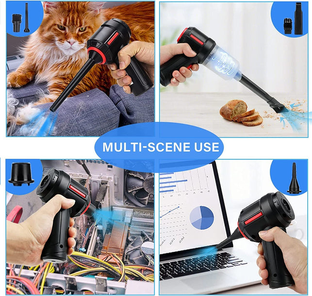 Meudeen Electric Air Duster for Keyboard Cleaning- Rechargeable Air Duster for Computer Cleaning- Compressed Air Duster- Mini Vacuum- Keyboard Cleaner 3-In-1
