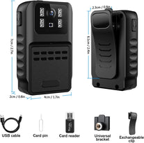 Mini Body Camera Video Recorder 1290×1080HD 64GB Memory Card Waterproof Body Cam with Auto Night Vision and Audio Sound Police Cams Wearable Portable for Home, Outdoor, Law Enforcement, Security Guard