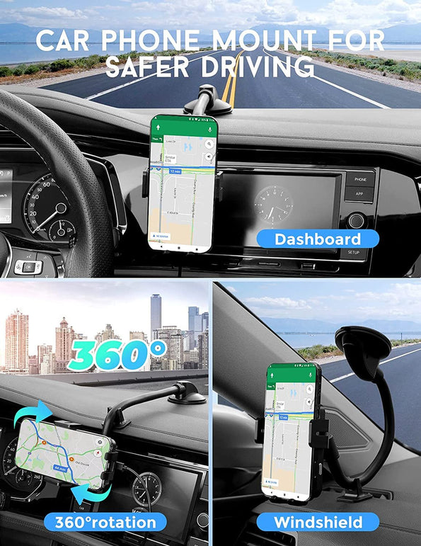 MOKPR Wireless Car Charger, 15W Fast Charging Car Mount Auto-Clamping Car Charger, Dashboard Windshield Phone Holder Compatible with Iphone 14/13/13 Pro/12 Pro/12/11/X/8, Samsung S22/S10/S9/S8/Note10