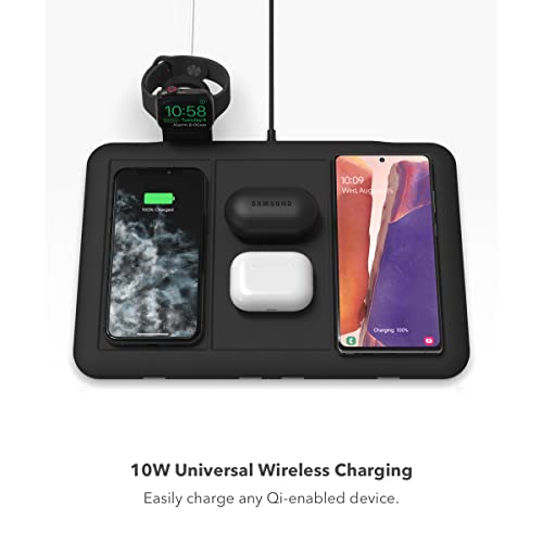 mophie 4-in-1 Wireless Charging Mat for Apple iPhone, AirPods & Watch, Samsung Galaxy, Google Pixel, and All Qi-Enabled Devices, Additional USB-A Port, Intuitive Design, Includes Apple Watch Adapter