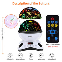 Moredig Night Light Projector Remote Control and Timer Design Projection lamp, Built-in 12 Light Songs 360 Degree Rotating 8 Colorful Lights for Child