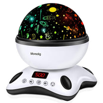 Moredig Night Light Projector Remote Control and Timer Design Projection lamp, Built-in 12 Light Songs 360 Degree Rotating 8 Colorful Lights for Child