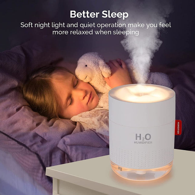 MOVTIP Portable Mini Humidifier, 500ml Small Cool Mist Humidifier, USB Personal Desktop Humidifier for Baby Bedroom Travel Office Home, Auto Shut-Off,