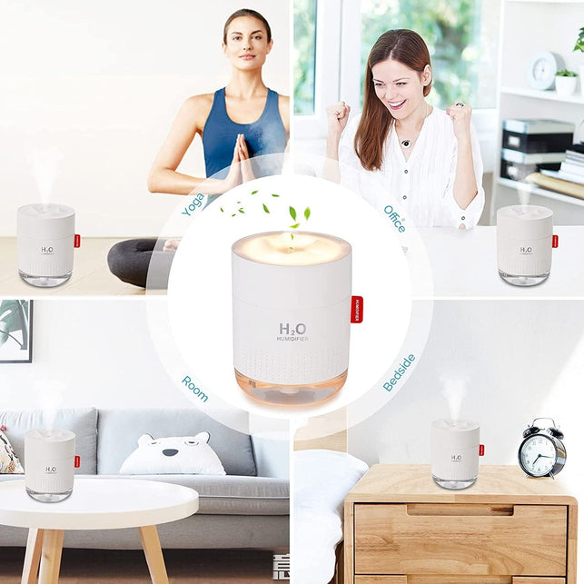 MOVTIP Portable Mini Humidifier, 500ml Small Cool Mist Humidifier, USB Personal Desktop Humidifier for Baby Bedroom Travel Office Home, Auto Shut-Off,