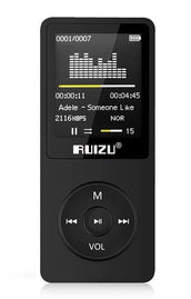 Mp3 Player,RUIZU X02 16GB Ultra Slim Music Player,Long Battery Life Mp3 with FM Radio, Voice Recorder, Video Play, Text Reading, 80 Hours Playback and Expandable Up to 128 GB (Black)