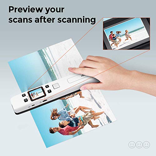 MUNBYN Portable Scanner, Photo Scanner for Documents Pictures Texts in 1050DPI, Flat Scanning, Included 16GB SD Card, Photo Scanner Uploads Images to
