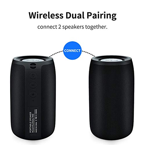 MusiBaby luetooth Speakers,MusiBaby Speaker,Outdoor, Portable,Waterproof,Wireless Speaker,Dual Pairing, Bluetooth 5.0,Loud Stereo,Booming Bass,1500 Mins Playtime for Home,Party (Black, M68)