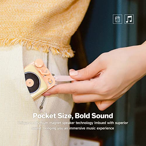 Muzen Mini Bluetooth Speaker, Button Metal with Lanyard, Vintage Radio with Old Fashioned Classic Style, Portable Wireless Loud Volume Speaker for Home, Office, Kitchen, Party, Travel, Outdoor