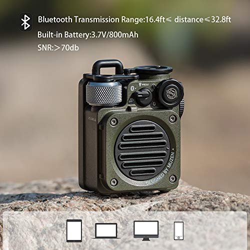 Muzen Wild Mini Rugged Outdoor Speaker, Bluetooth Portable Speaker with Louder Volume, Crystal Clear Sound, Wireless Waterproof Speakers for Travel, O