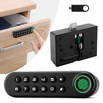 Mypin Fingerprint Cabinet Lock, Smart Biometric Cabinet Password Lock with USB Key, Keyless Hidden File Drawer Wardrobe Lock, Child Safety Fingerprint Lock, DIY Wooden Furniture Privacy Lock for Home Office