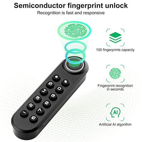 Mypin Fingerprint Cabinet Lock, Smart Biometric Cabinet Password Lock with USB Key, Keyless Hidden File Drawer Wardrobe Lock, Child Safety Fingerprint Lock, DIY Wooden Furniture Privacy Lock for Home Office