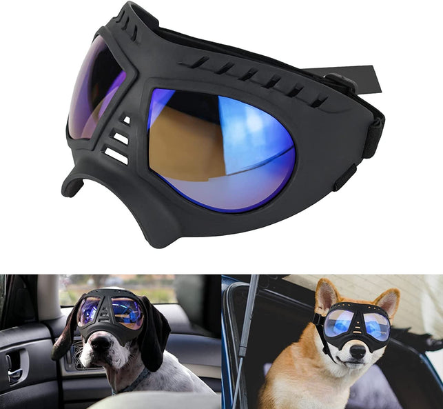 Namsan Dog Goggles Large Breed Anti-Uv Transparent Dog Sunglasses for Medium-Large Dogs Windproof Anti-Dust Antifog Soft Pet Dog Glasses for Long Snout Dogs Eyes Protection, Clear Blue