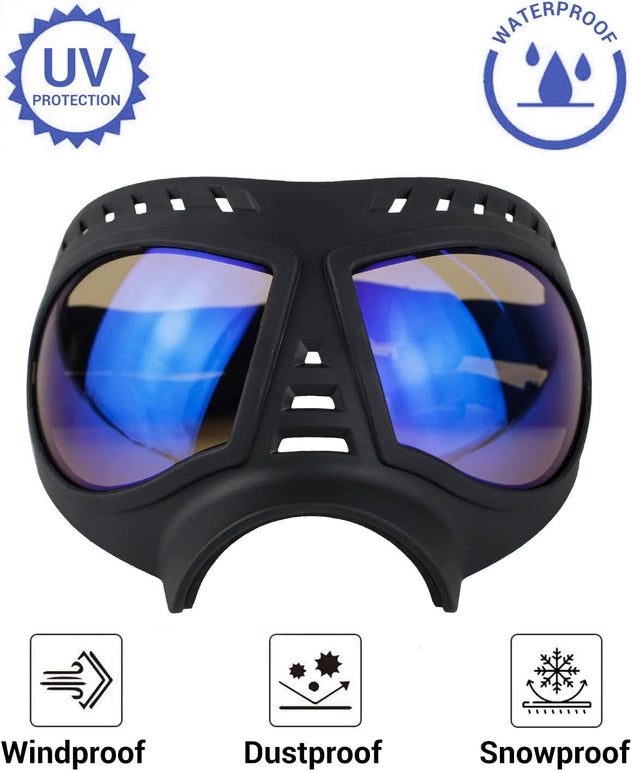 Namsan Dog Goggles Large Breed Anti-Uv Transparent Dog Sunglasses for Medium-Large Dogs Windproof Anti-Dust Antifog Soft Pet Dog Glasses for Long Snout Dogs Eyes Protection, Clear Blue