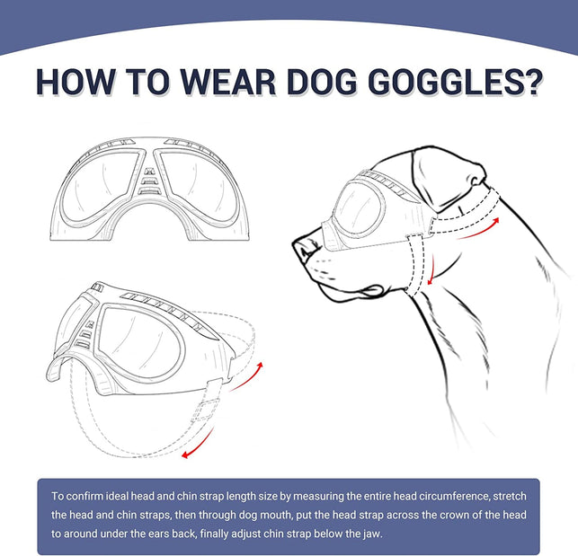 Namsan Dog Goggles Large Breed Anti-Uv Transparent Dog Sunglasses for Medium-Large Dogs Windproof Anti-Dust Antifog Soft Pet Dog Glasses for Long Snout Dogs Eyes Protection, Clear Blue