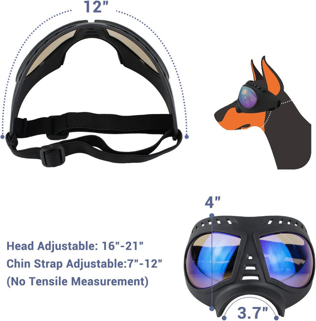 Namsan Dog Goggles Large Breed Anti-Uv Transparent Dog Sunglasses for Medium-Large Dogs Windproof Anti-Dust Antifog Soft Pet Dog Glasses for Long Snout Dogs Eyes Protection, Clear Blue
