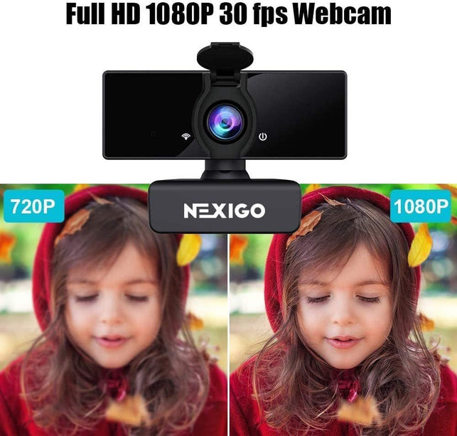 Nexigo N660 1080P Business Webcam, Dual Microphone & Privacy Cover, USB FHD Web Computer Camera, Plug and Play, for Zoom/Skype/Teams/Webex, Laptop MAC PC Desktop